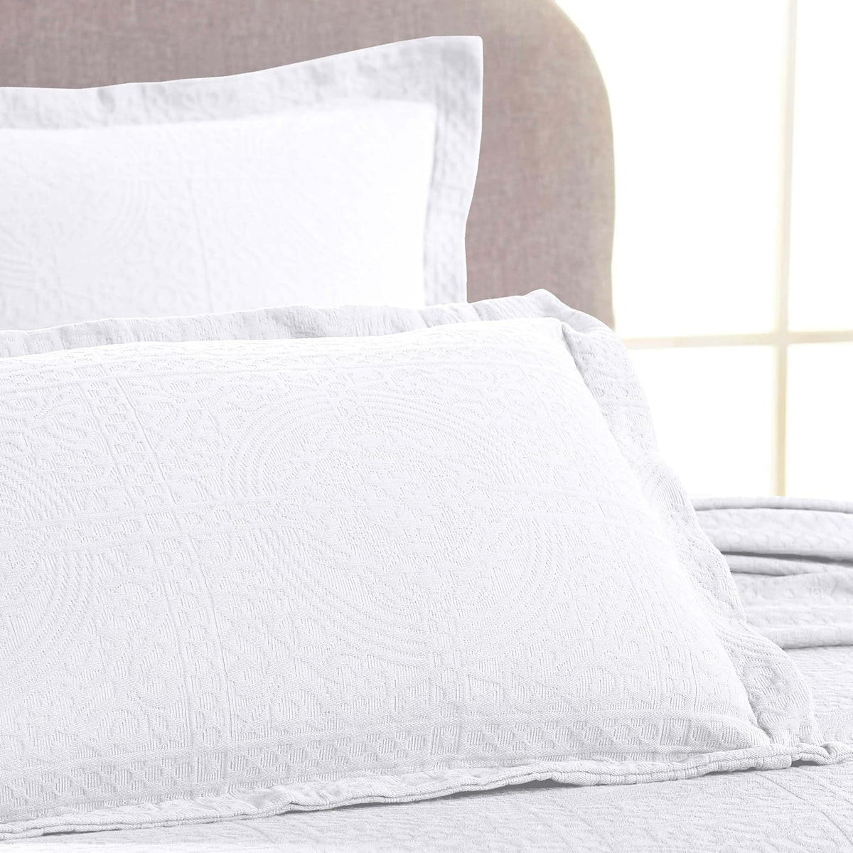 SUPERIOR Cotton Bedspread Jacquard Woven Matelasse Bedding, Full, Charcoal