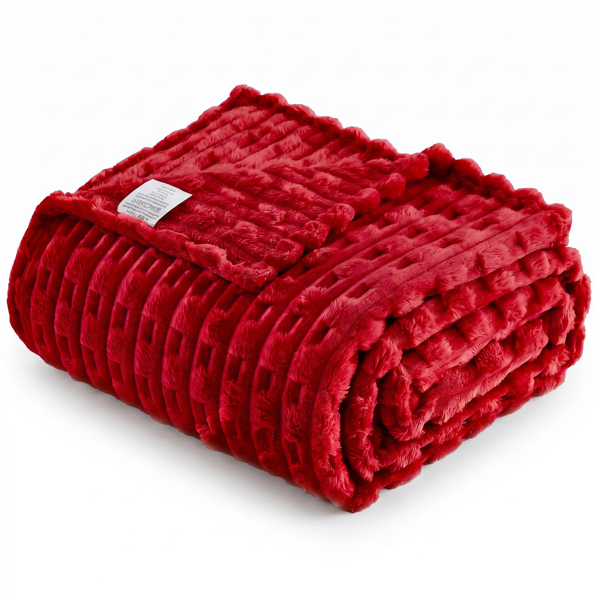 Leximan Ribbed Fleece Throw Blanket, Ultra-Soft Plush Blanket for Sofa, Couch and Bed, Cozy All-Season Home Decor Throw (Red, Twin (60" x 80"))