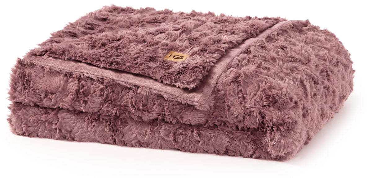 UGG Adalee Throw Blanket for Sofa, Faux Fur Blanket, 50" x 70", Seal Grey