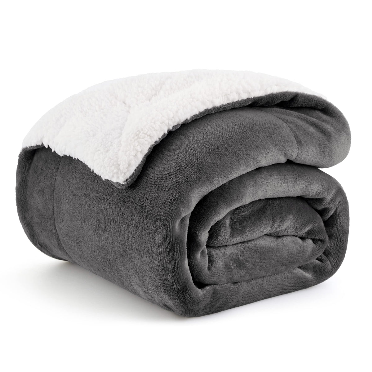 Bedsure GentleSoft Sherpa Fleece Throw Blanket for Couch, Non-Heated, Thick & Warm Cozy Comfort Blanket for Winter Fall, Soft Fuzzy Plush Throw Gifts for Women and Men, Grey, 50x60 Inches