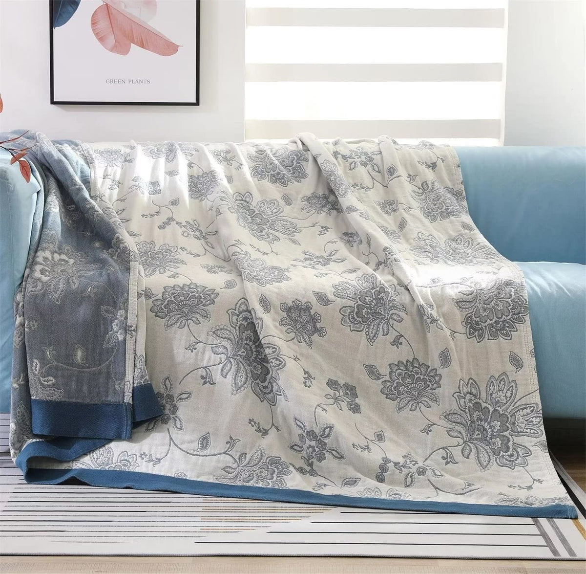 MSGKV Boho Fall Throw Blanket 60"x80" 100% Cotton Throw for Couch & Bed