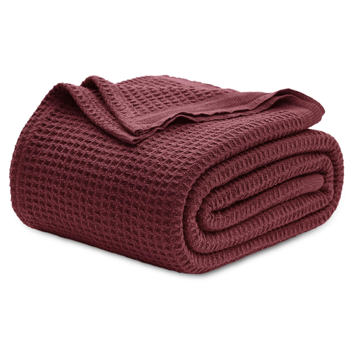 Bedsure 100% Cotton Throw Blanket for Couch, Waffle Weave, White, 50"x70"