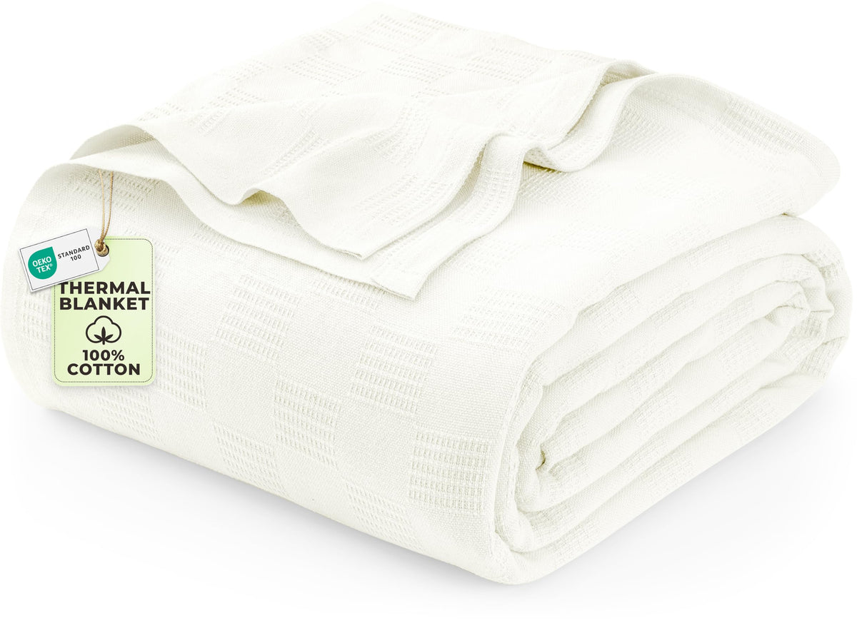 Utopia Bedding 100% Cotton Thermal Blanket Khaki Throw, 50x60 Inches