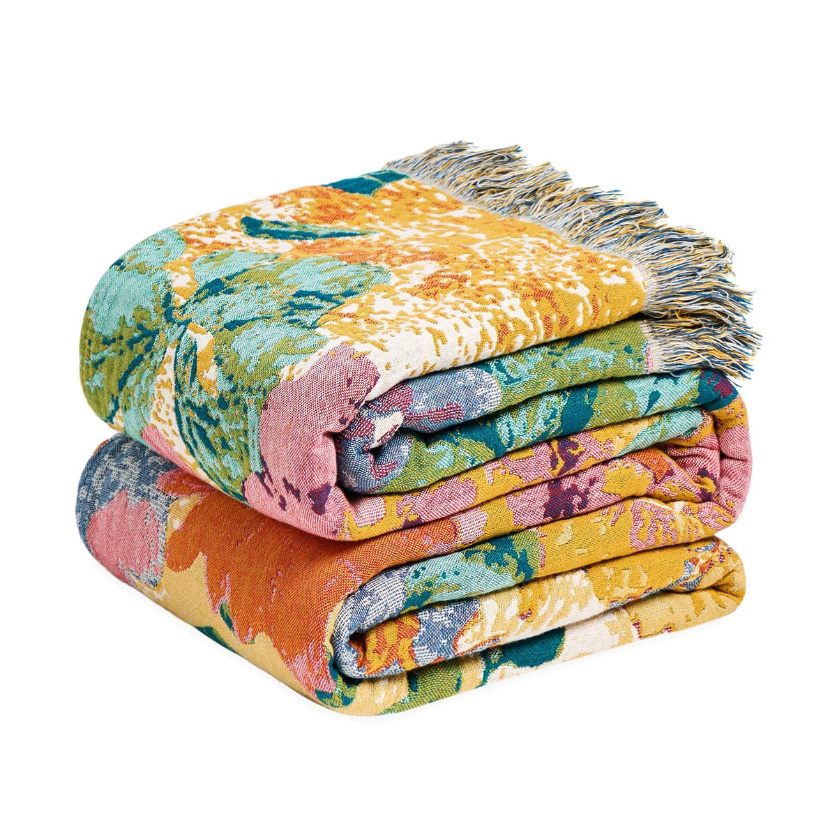 MSGKV Boho Fall Throw Blanket 60"x80" 100% Cotton Throw for Couch & Bed