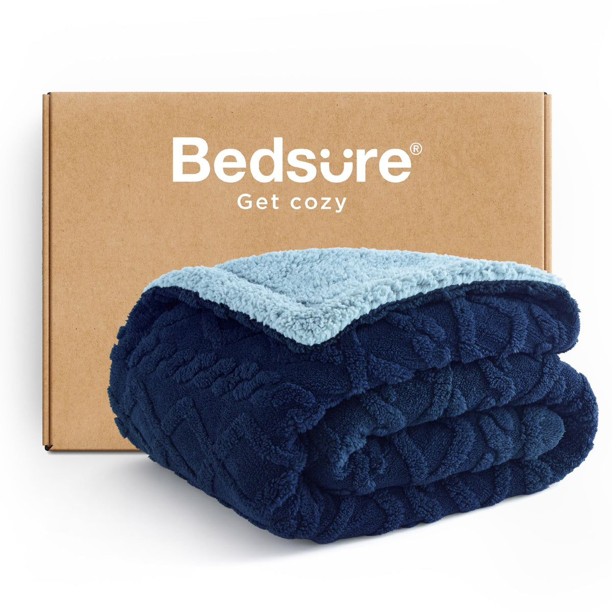 Bedsure Sherpa Fleece Blanket, Cable Jacquard Tufted, Warm, Throw, Grey