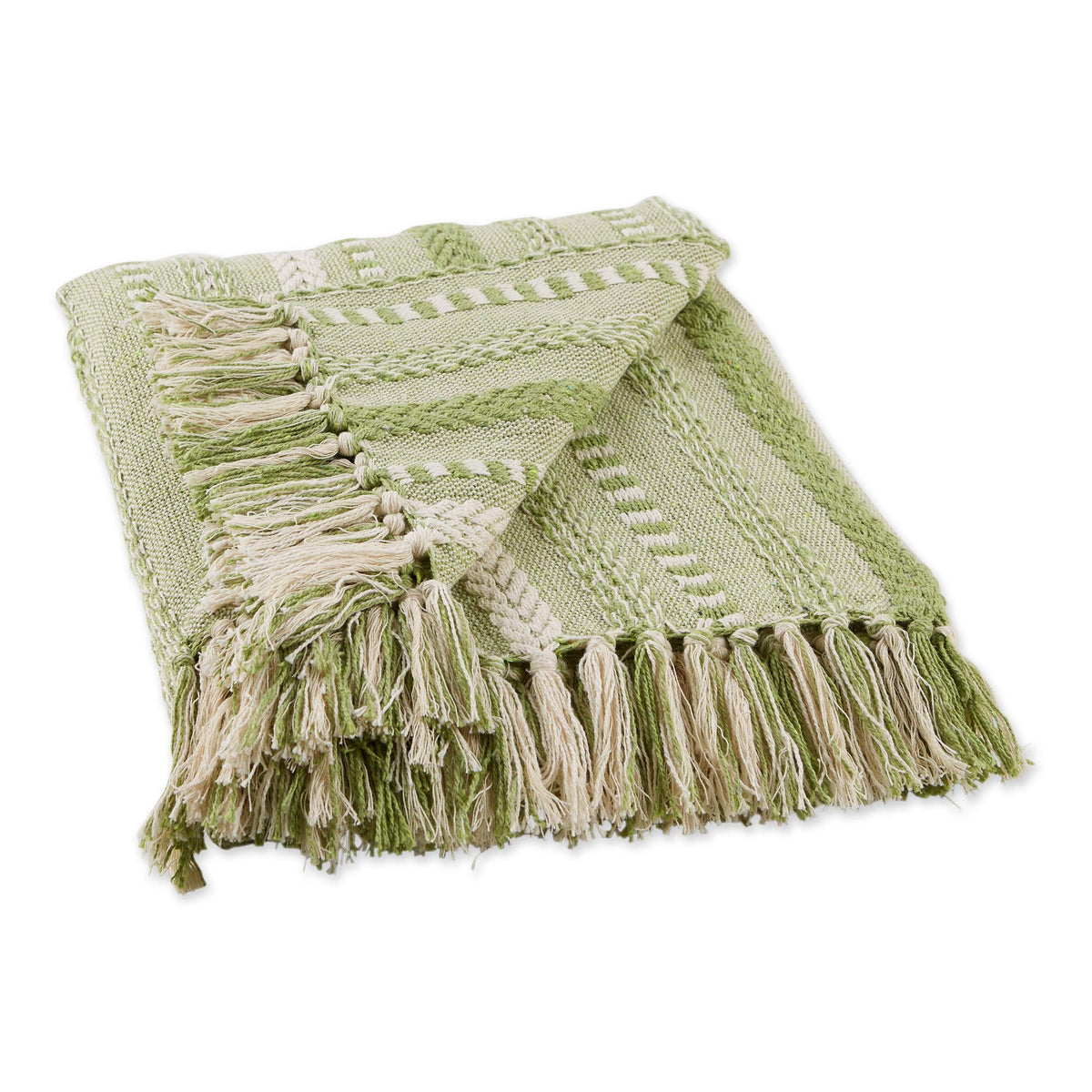 DII Braided Striped Throw Blanket, 50x60, Vintage Linen on Cream