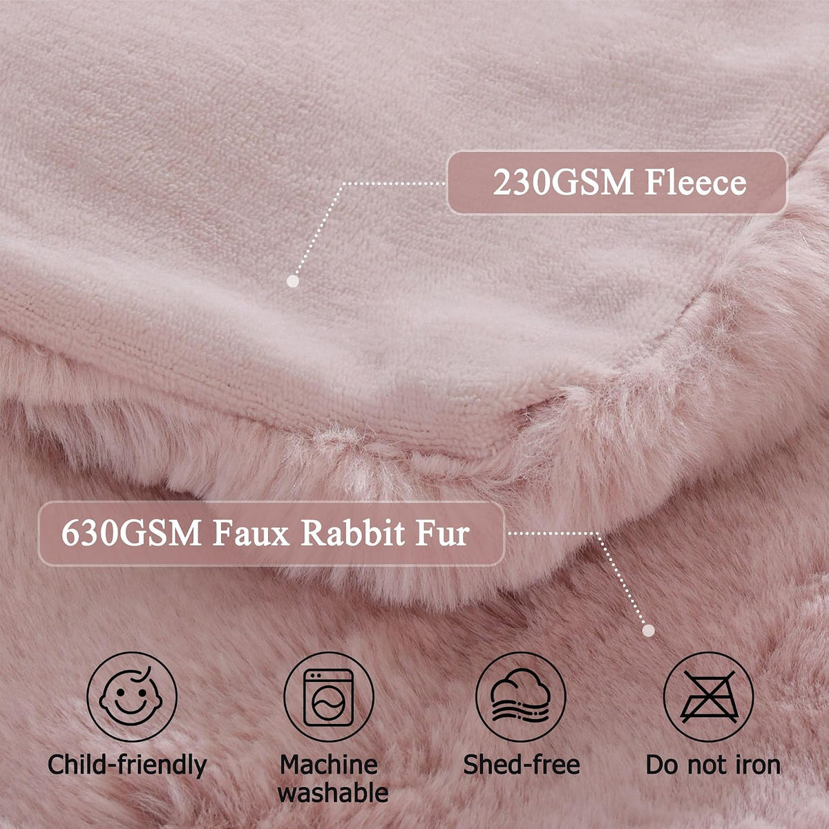 Cozy Fluffy Plush Blanket Pink 50x60 Inch Super Soft Fuzzy Thick Throw Blanket for Sofa Couch Bed