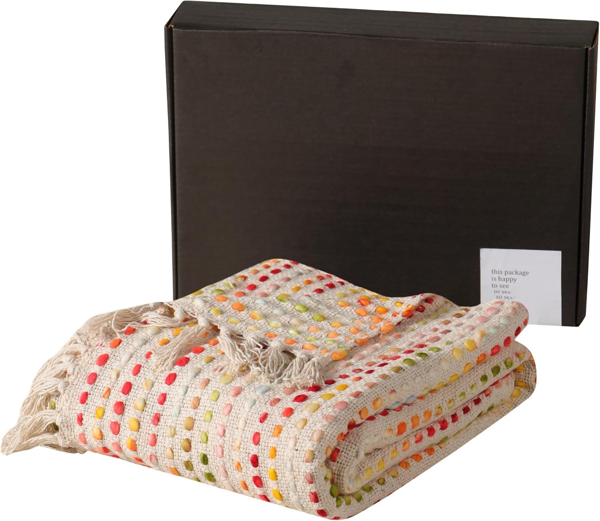 THE ART BOX Handwoven Cotton Throw, Turkish Blanket, Multi Color, 74x55 Set