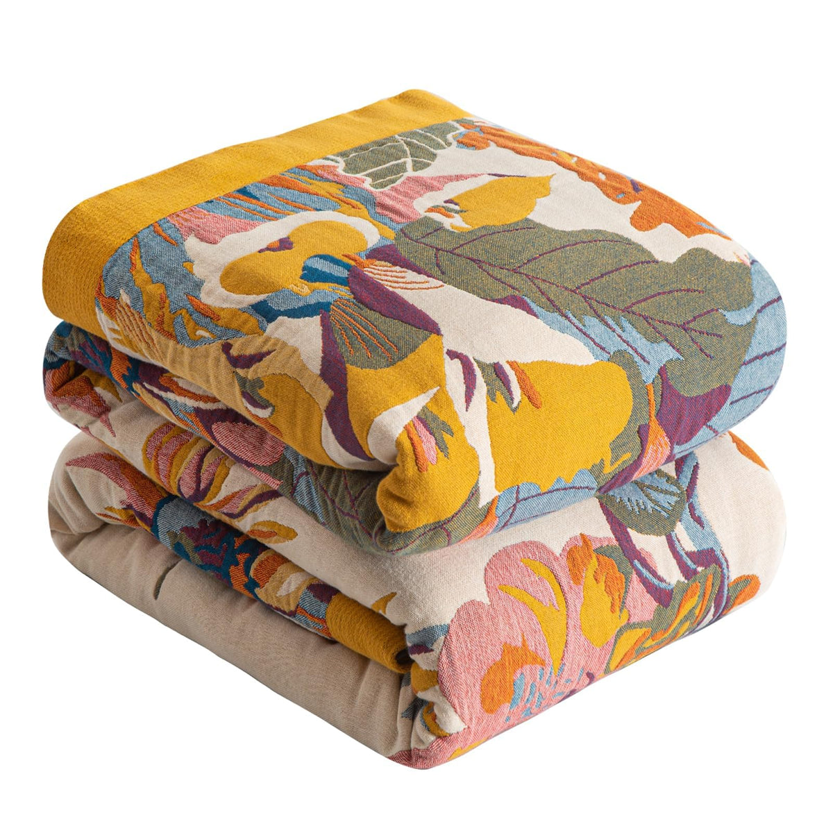 Boho Throw Blanket for Bed 50”x60”, 100% Cotton Blanket for Couch Sofa