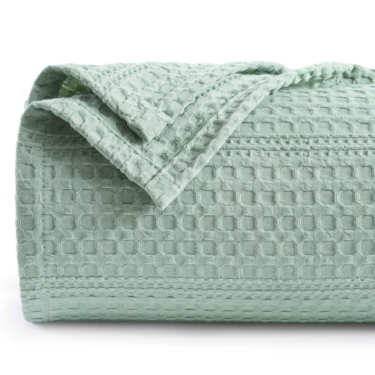 PHF Lightweight Waffle Weave Blanket Queen Size 90"x 90", Soft Woven All‑Season Blanket for Hot Sleepers - Aesthetic Home Decor for Couch Bed Sofa, Pet Friendly, Natural/Linen