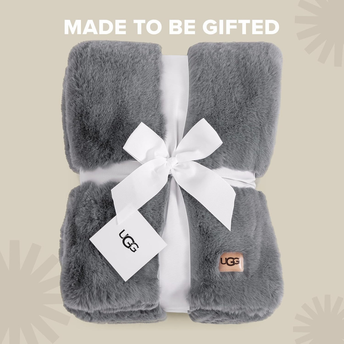 UGG Euphoria Throw Blanket, Plush Faux Fur Blanket, 50" x 70", Grey Blue
