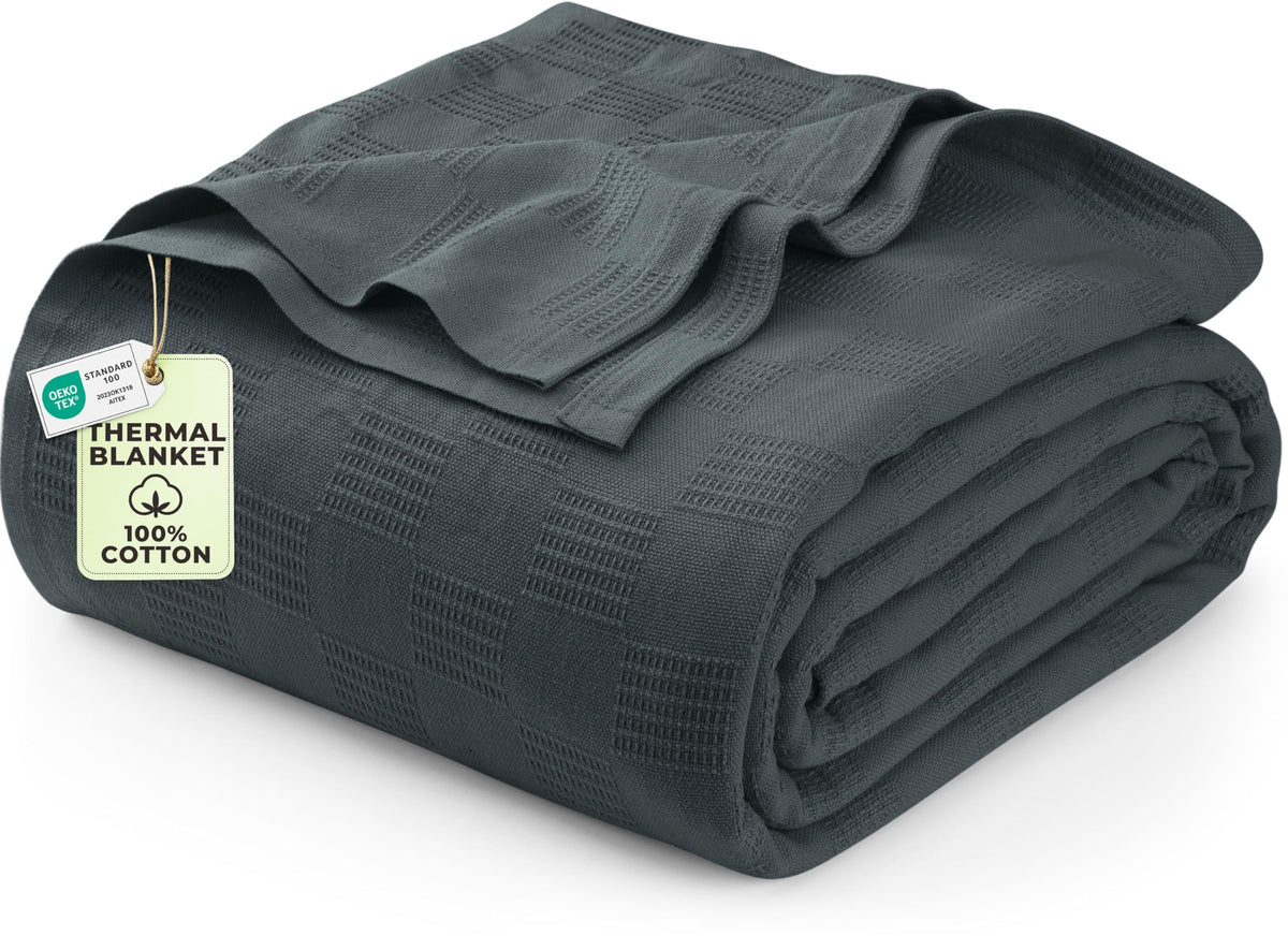 Utopia Bedding 100% Cotton Thermal Blanket Khaki Throw, 50x60 Inches