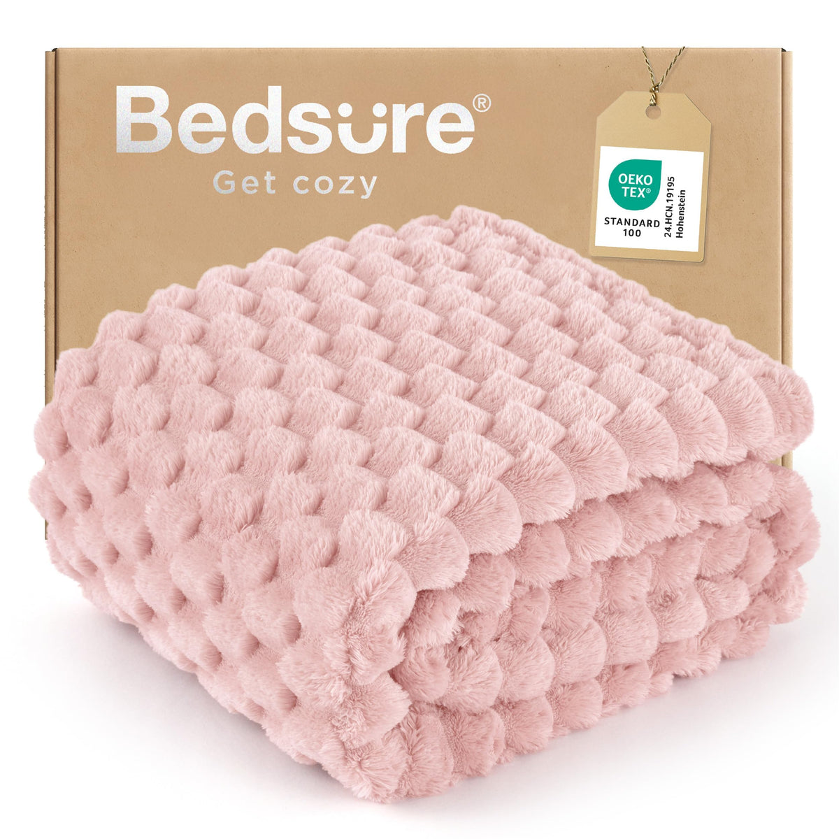 Bedsure Pink Throw Blanket for Couch - 350GSM Fluffy Plush Bubble Blanket for Bed Home Room Decor, GentleSoft Cute Fleece Soft Cozy Gifts for Women Girls, 50x60 Inches