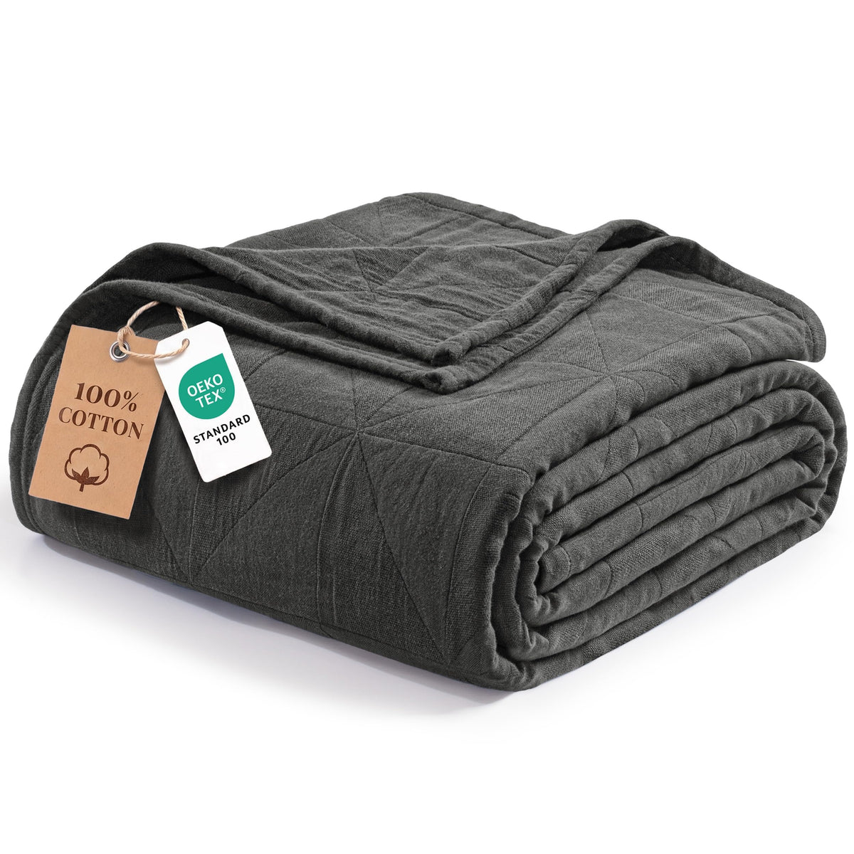 Exclusivo Mezcla 4-Layer 100% Cotton Muslin Queen Size Blanket, Khaki