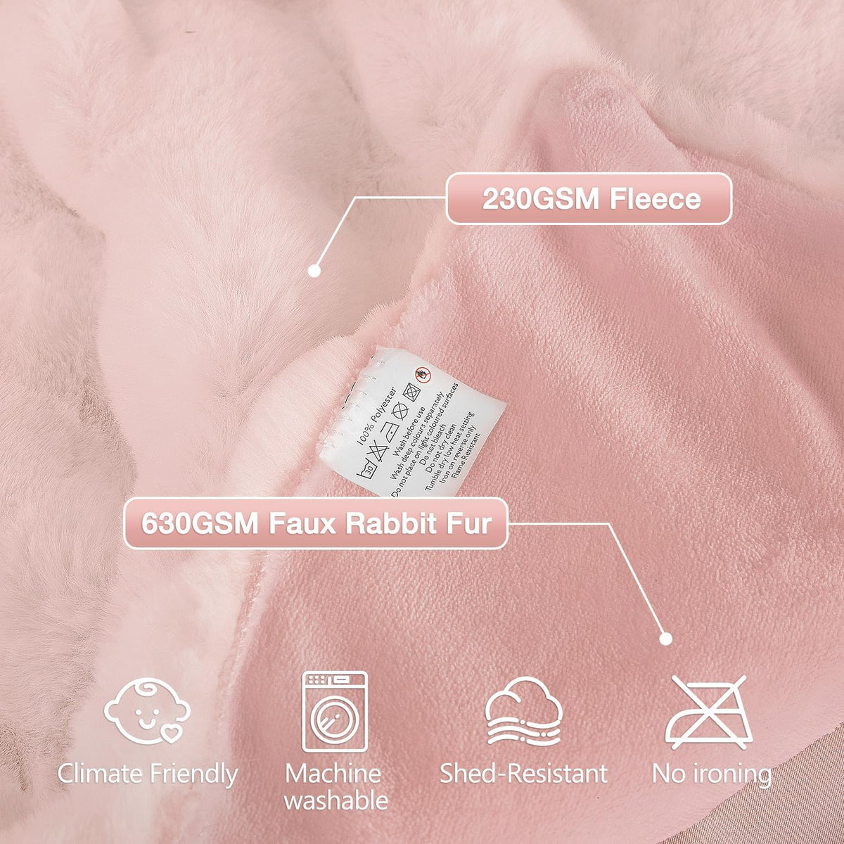 ORINOVA Pink Fluffy Double Sided Blanket for Couch Living Room Faux Fur 50x60 Fuzzy Throw No Shed Blanket for Bed Soft Furry Bed Cozy Comforter Home Decor Gifts 860 GSM
