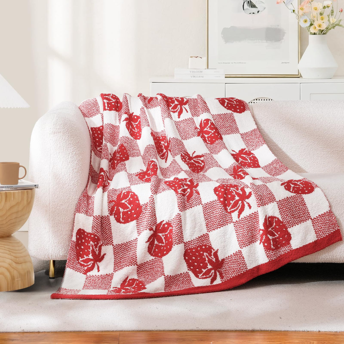 Snuggle Sac Leopard Throw Blanket for Couch Bed Sofa 50x60 inches, Reversible Beige Leopard Blanket Ultra Soft Cozy Blankets for Women Mothers Birthday Gifts