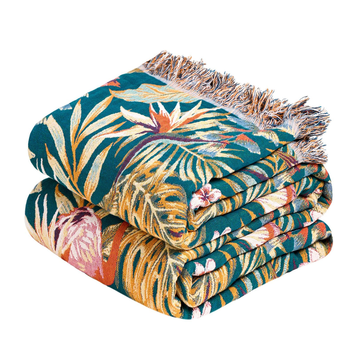 MSGKV Boho Fall Throw Blanket 60"x80" 100% Cotton Throw for Couch & Bed