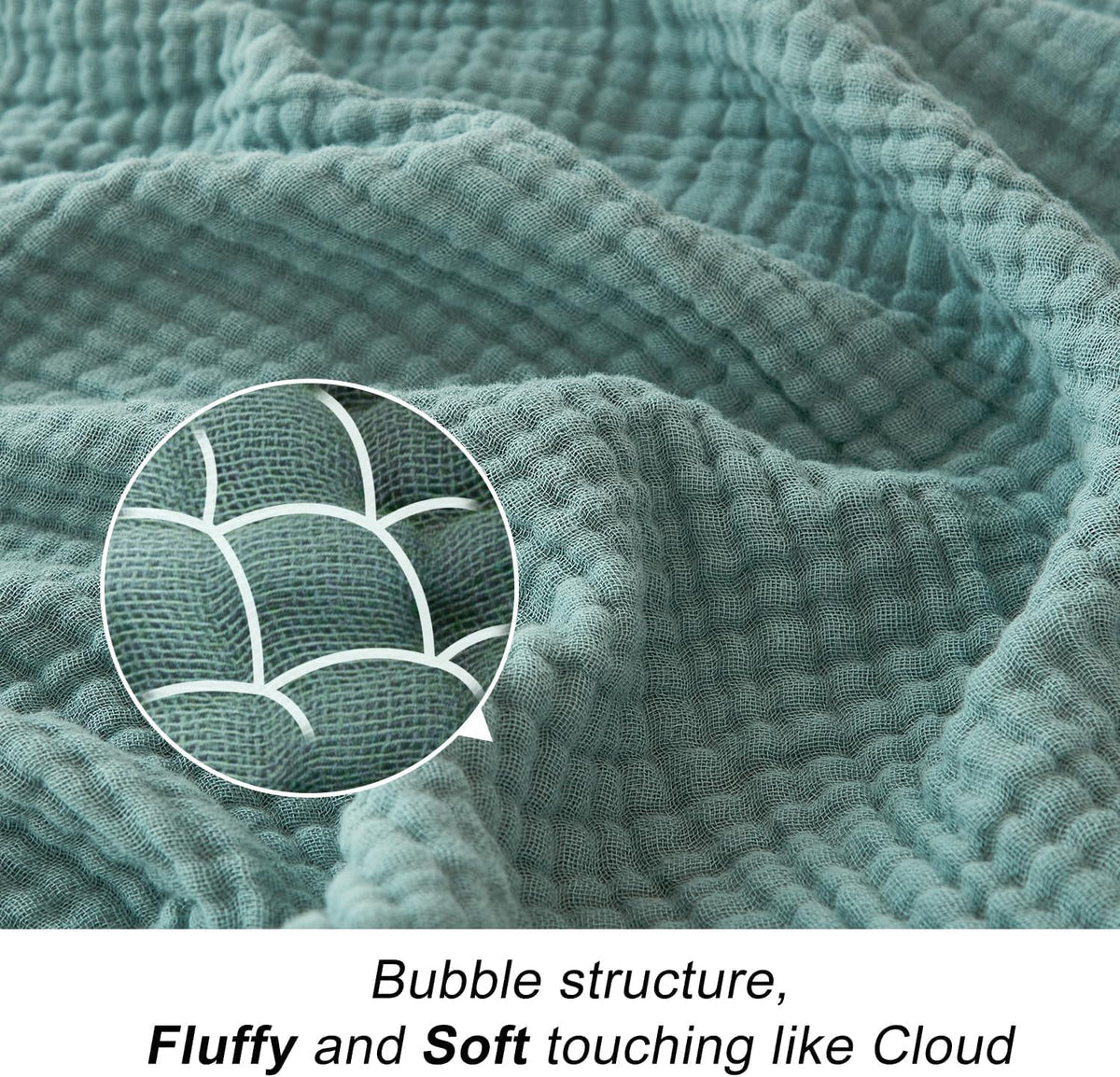 EMME Muslin Cotton Blanket Adults Coverlet,King,Teal