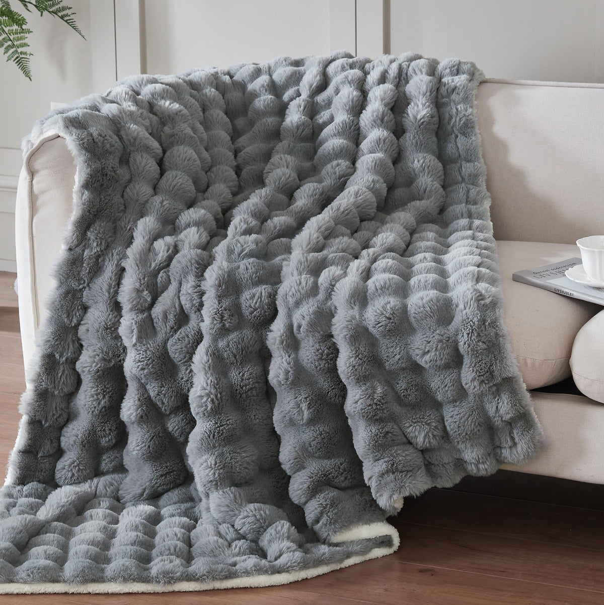 50"x60" Ultra-Soft Fuzzy Faux Fur Throw Blanket, Brown Tie Dye