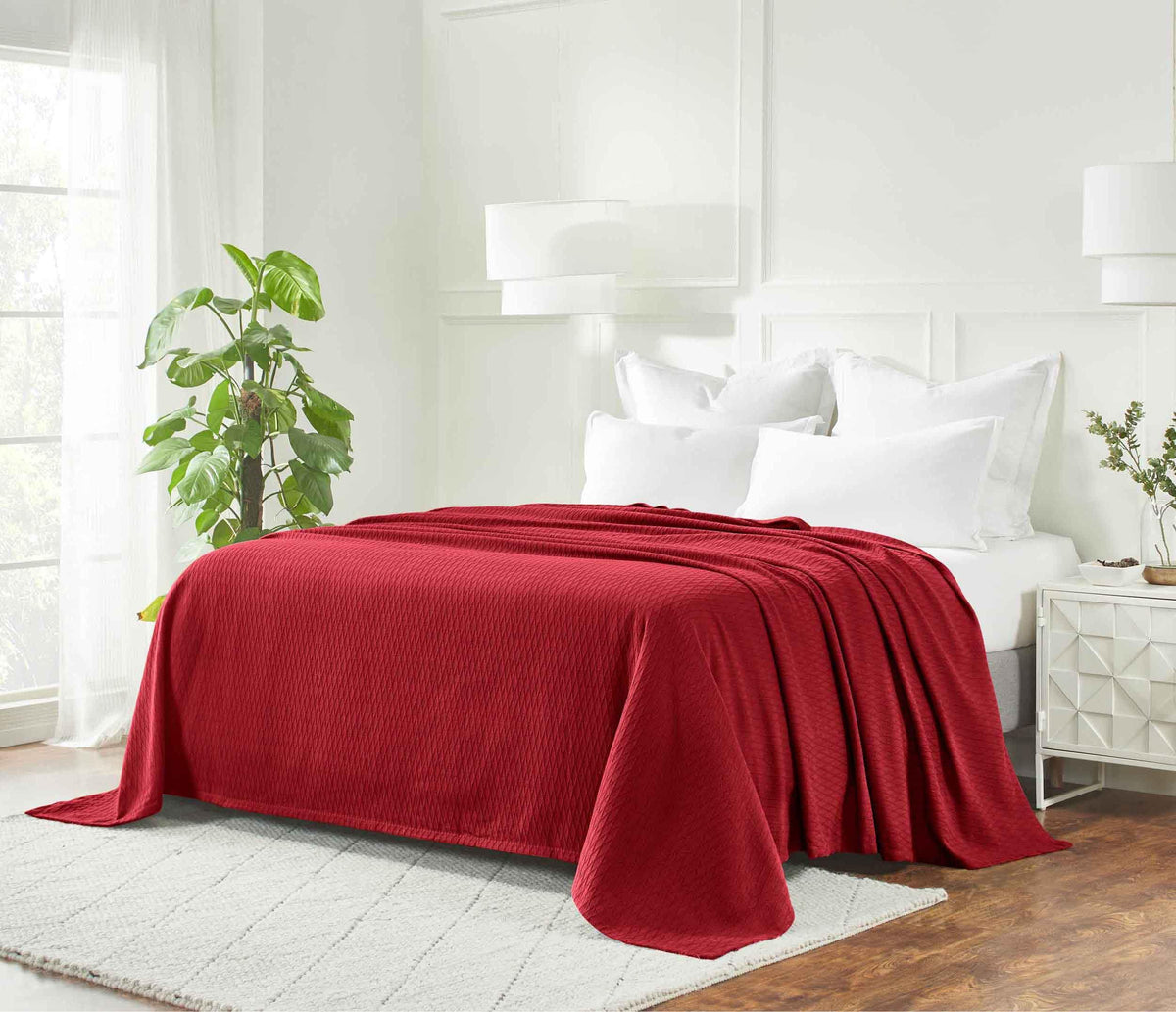 SUPERIOR Cotton Blanket, Lightweight, Breathable Bedding, King, Aqua