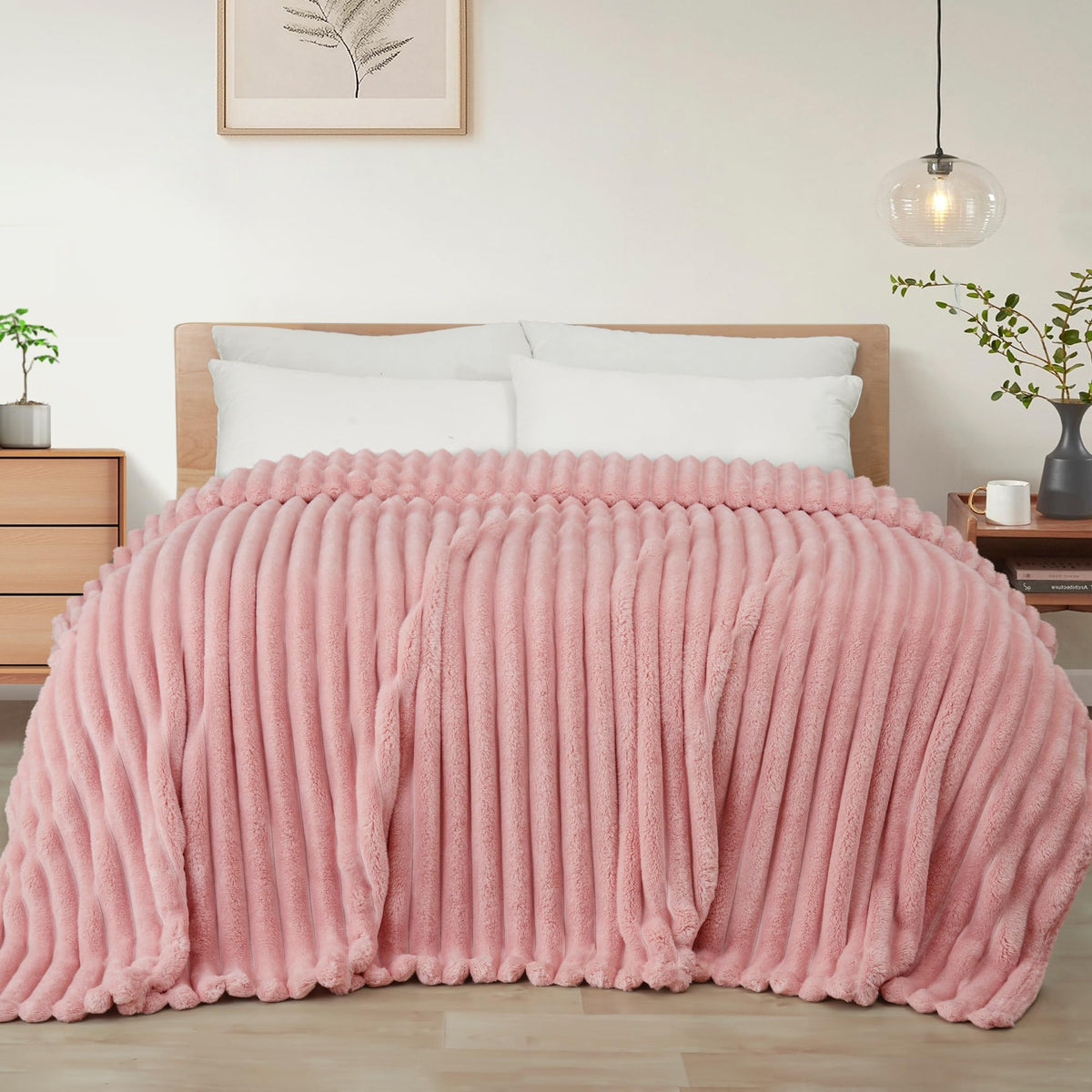Exclusivo Mezcla Striped Fleece Throw Blanket for Couch, Sofa, Bed, 50"x60"