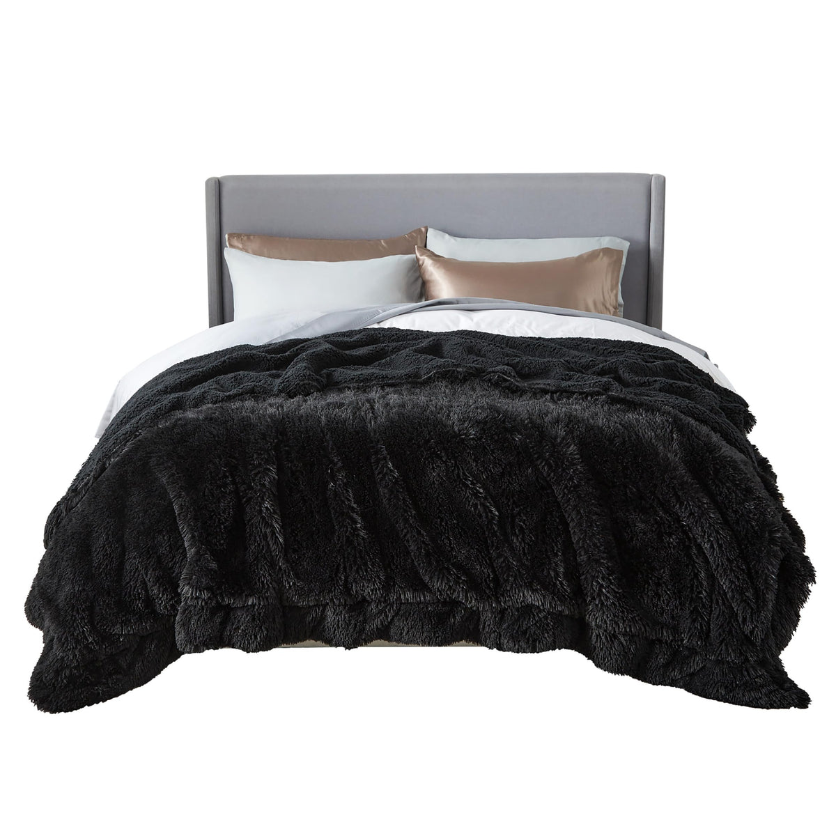 Bedsure Faux Fur Fluffy Fleece Sherpa Blanket Couch Throw Grey 50"x60"