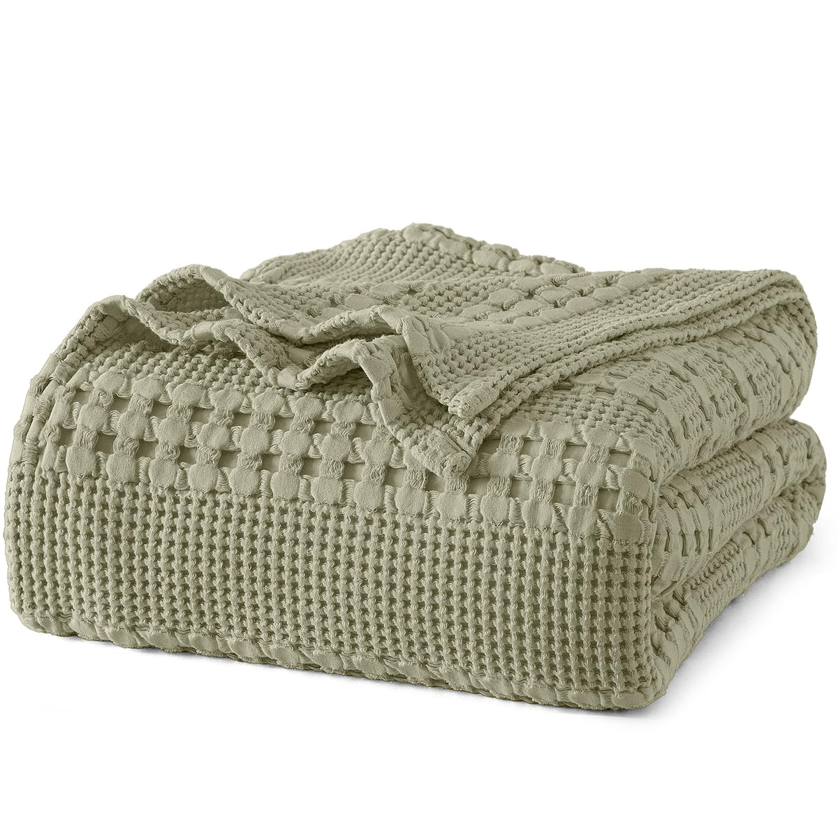 PHF Lightweight 100% Cotton Waffle Throw Blanket for Couch, Light Taupe