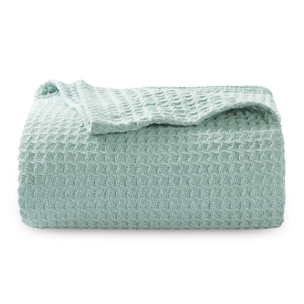 Bedsure 100% Cotton Throw Blanket for Couch, Waffle Weave, White, 50"x70"