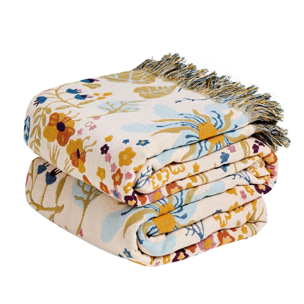 MSGKV Boho Fall Throw Blanket 60"x80" 100% Cotton Throw for Couch & Bed