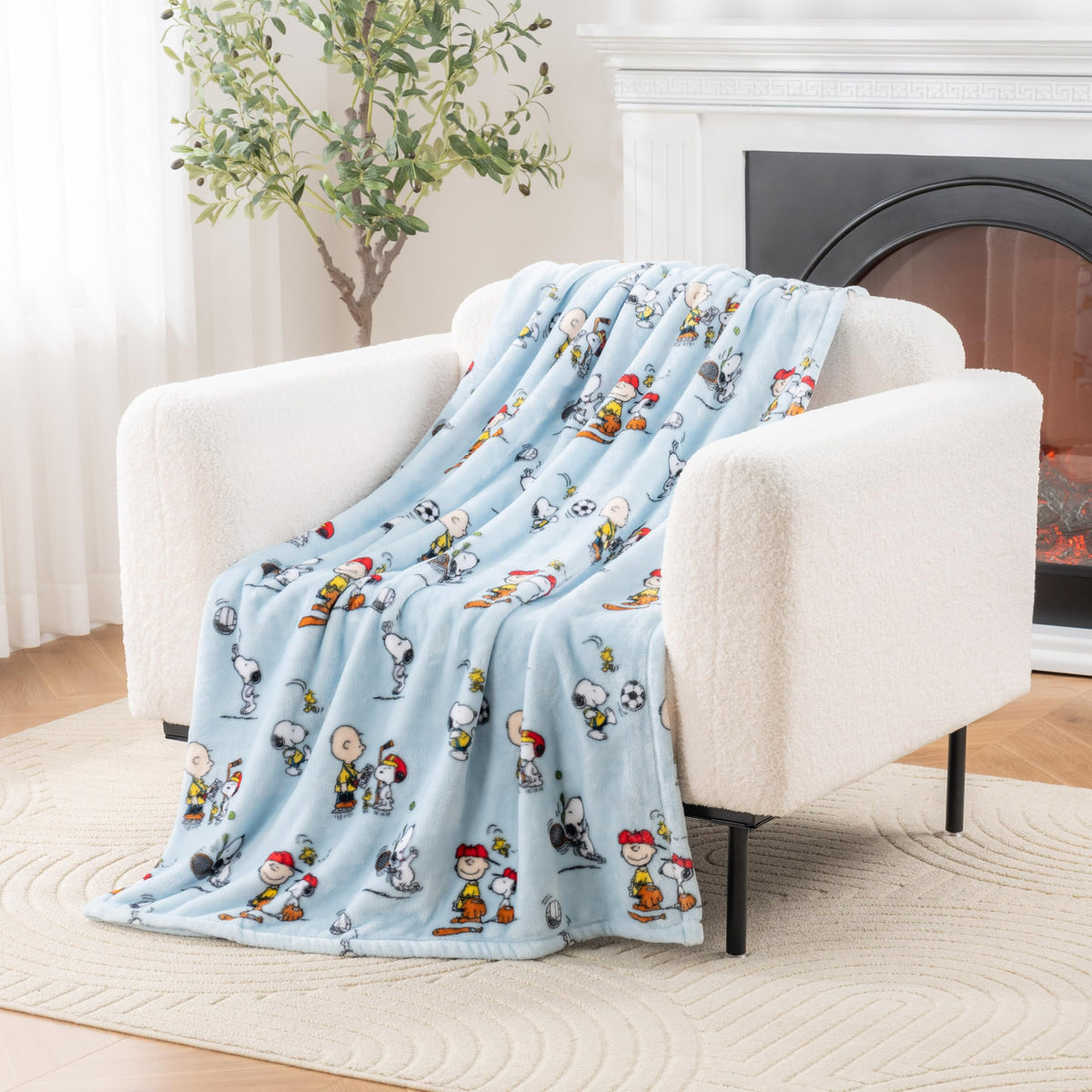 Berkshire Blanket Peanuts® VelvetLoft® Cute Character Snoopy Plush Throw Blanket,Peanuts Poses and Paws Grey,Throw 55 in x 70 in (Official Peanuts® Product)