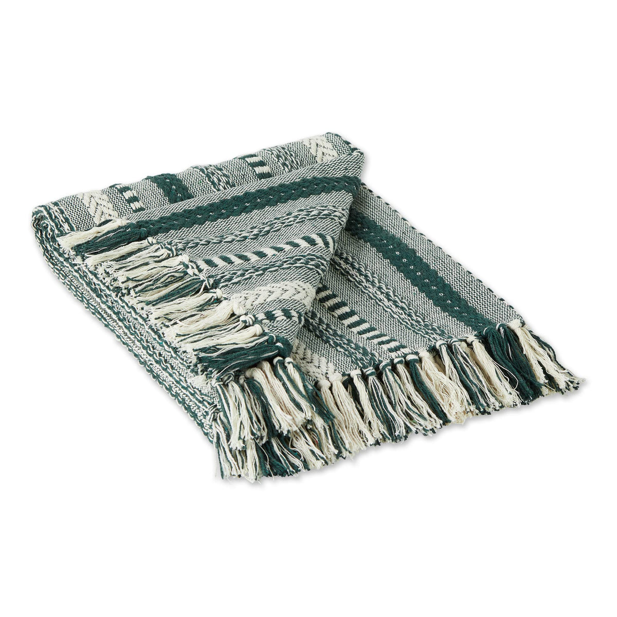 DII Braided Striped Throw Blanket, 50x60, Vintage Linen on Cream