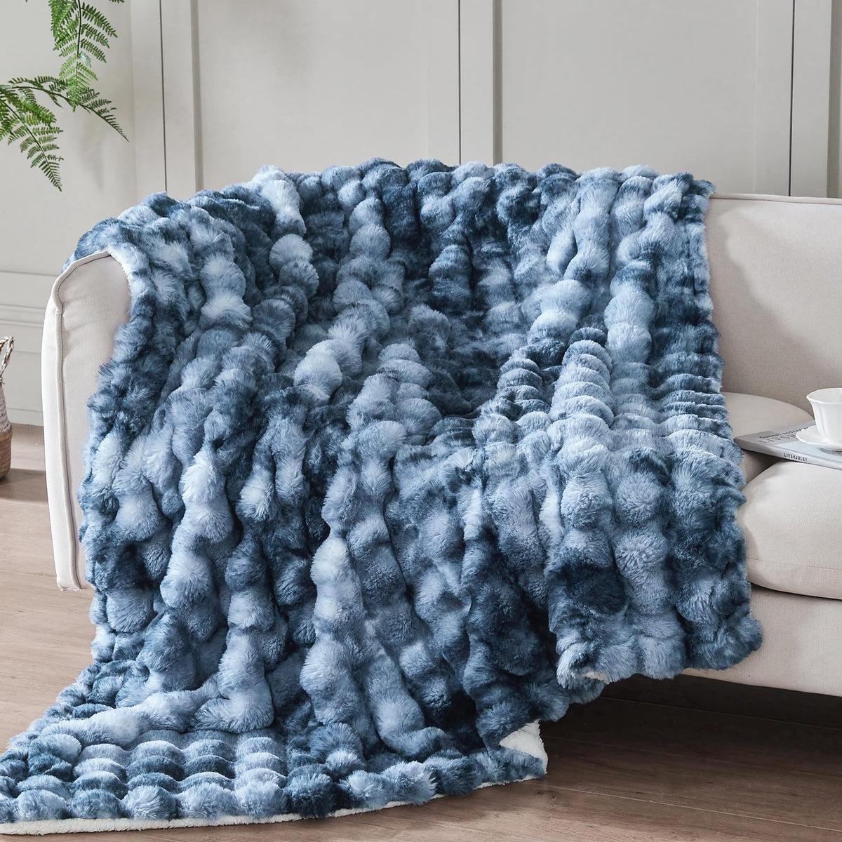 50"x60" Ultra-Soft Fuzzy Faux Fur Throw Blanket, Brown Tie Dye