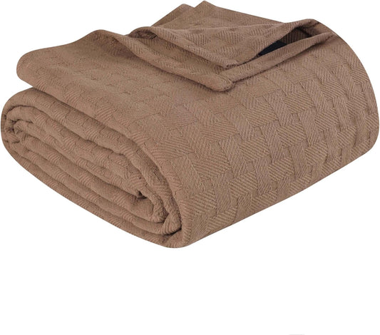 SUPERIOR Cotton Blanket Breathable All Season Comfy Bedding, King, Taupe