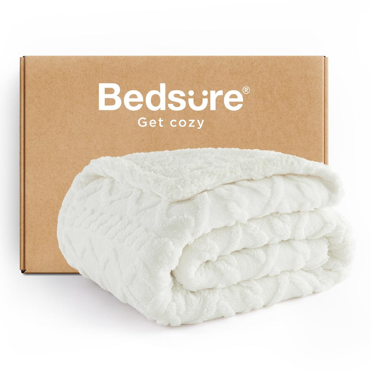 Bedsure Sherpa Fleece Blanket, Cable Jacquard Tufted, Warm, Throw, Grey