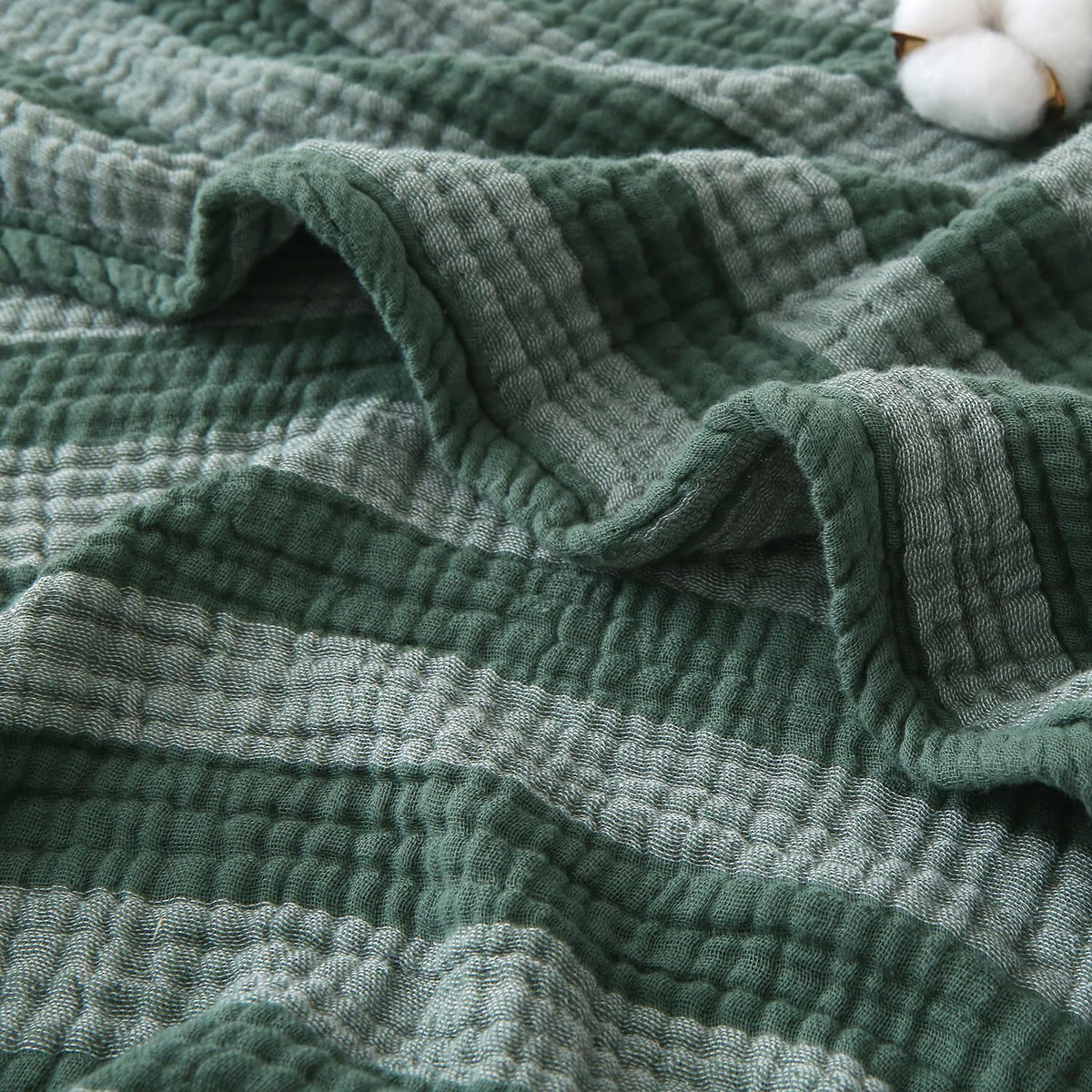 EMME Muslin Cotton Blanket Striped for Adults Couch Brown Throw XL 50"x 70"