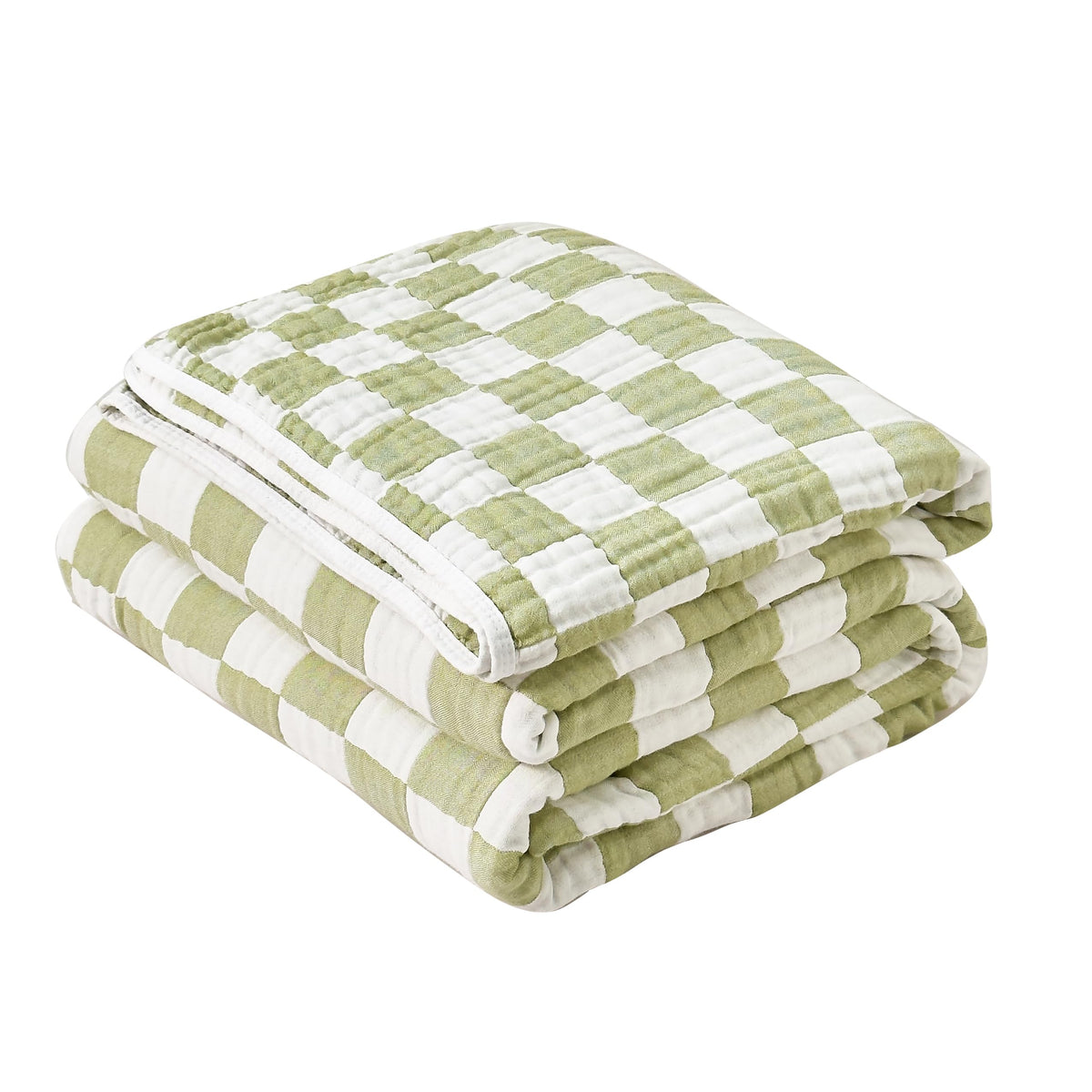 SANACYNA Cotton Muslin Throw Blanket for Adults 6-Layer Gauze Checkerboard