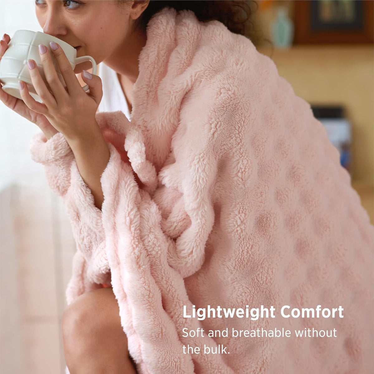 Bedsure Cloud Bubble Soft Throw Blanket, Room Decor Gifts, Pink 50"×60"