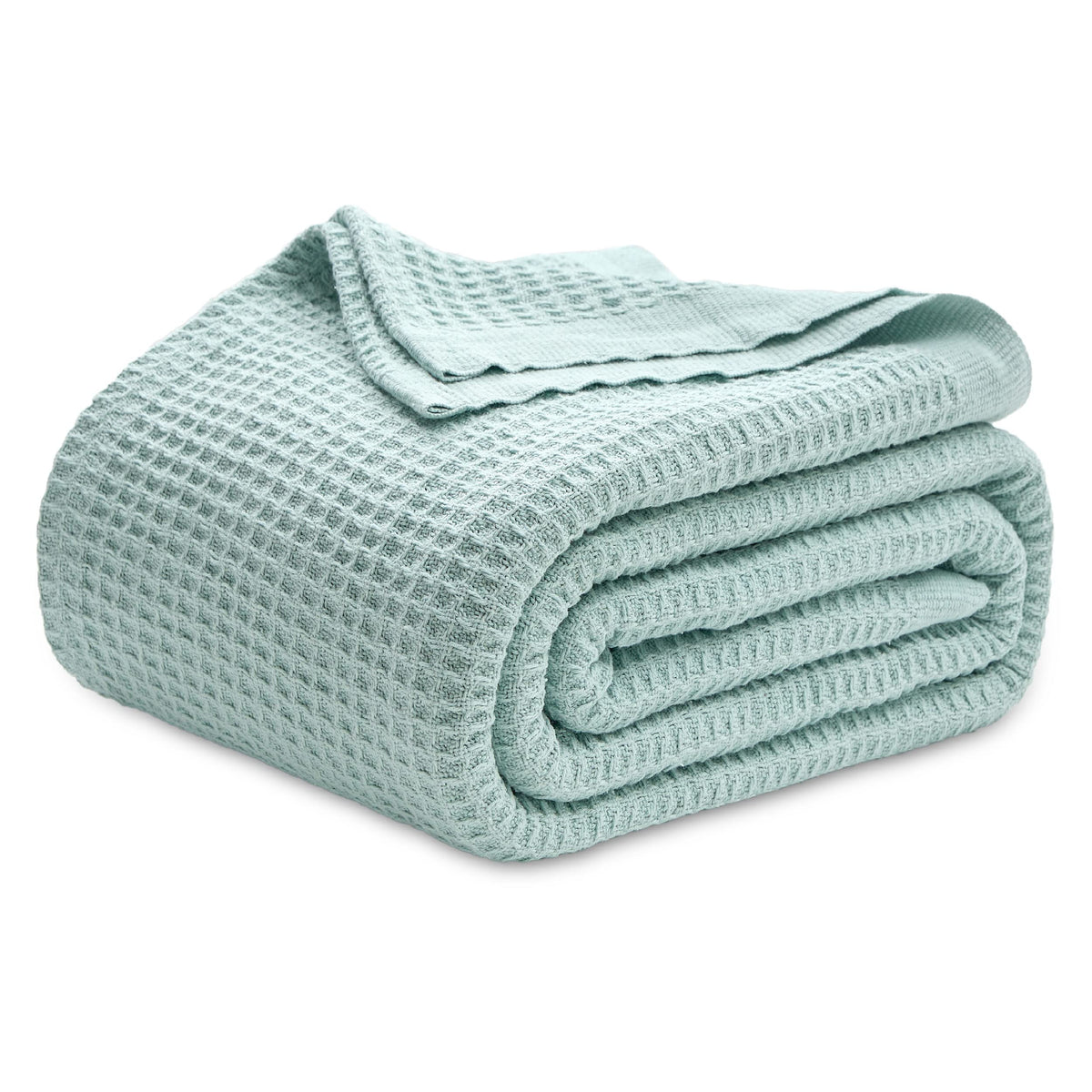 Bedsure 100% Cotton Throw Blanket for Couch, Waffle Weave, White, 50"x70"