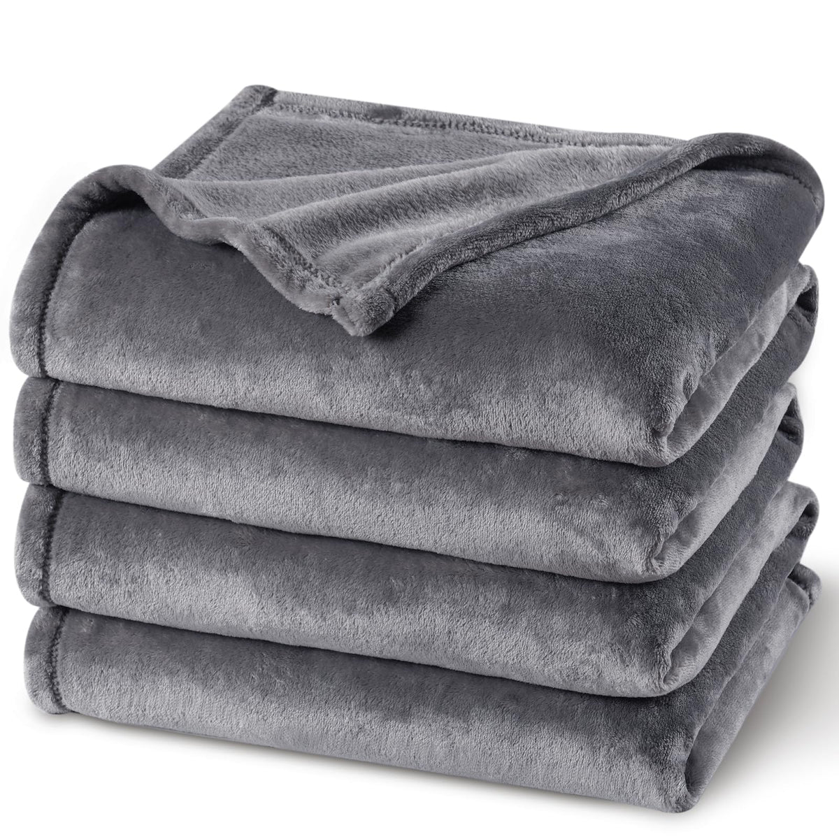PHF Fleece Blanket Queen Size 90x90-300GSM Lightweight Airy Warmth, Khaki