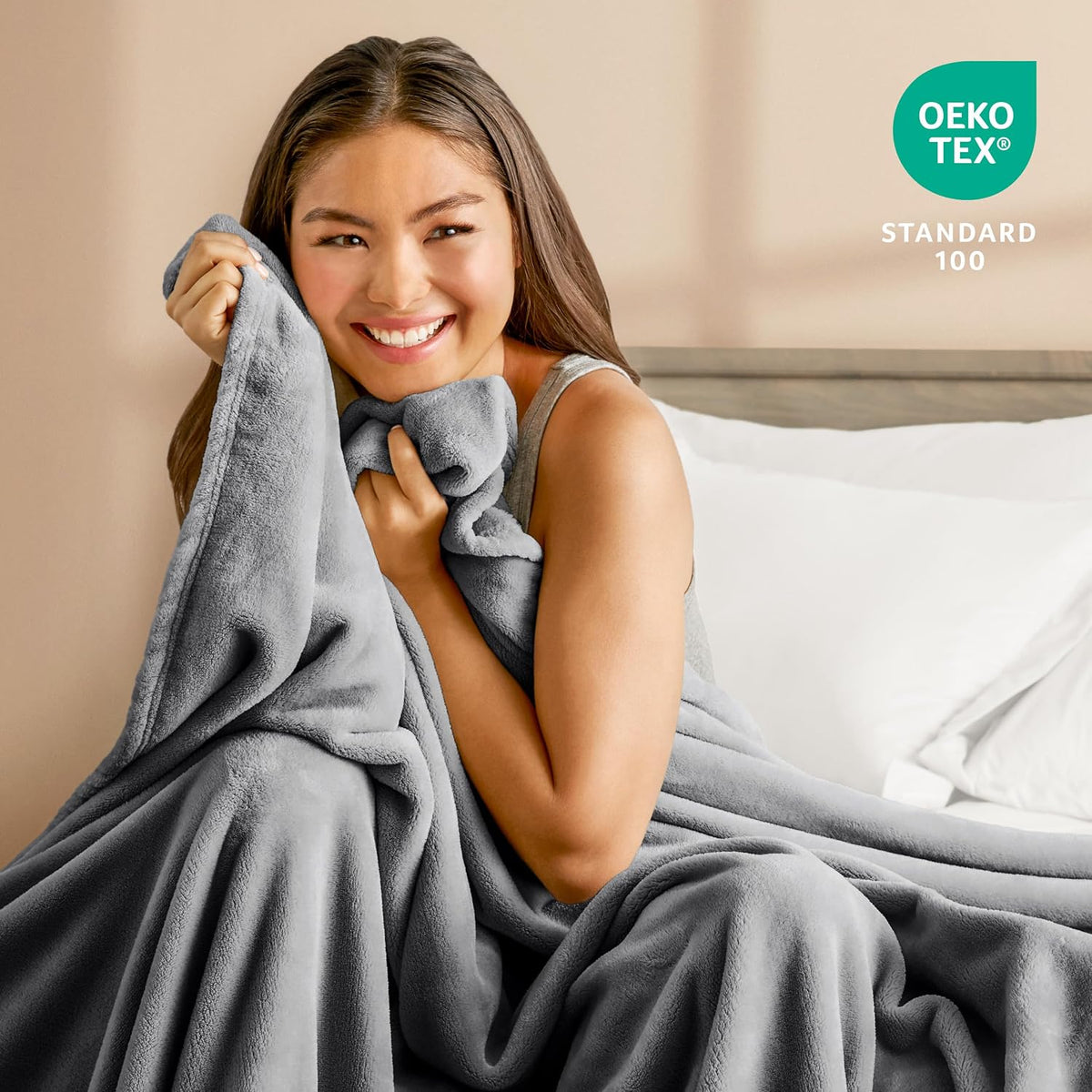 Bare Home Fleece Blanket Luxury Microplush (Full/Queen, Grey)