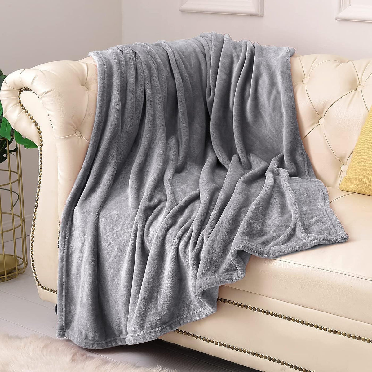 KMUSET Fleece Blanket Throw Size Dark Grey Lightweight Super Soft Cozy Fuzzy Bed Blankets Microfiber Factory Shop