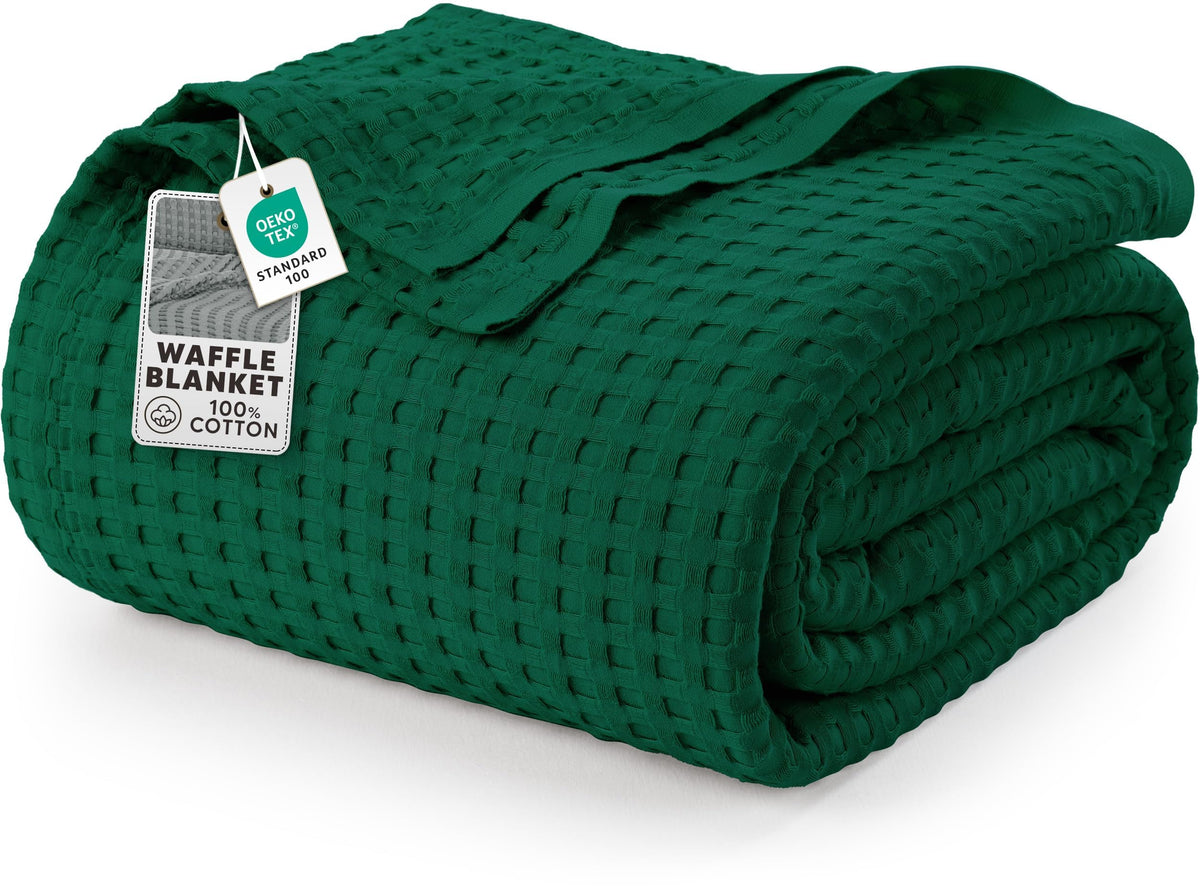 Utopia Bedding 100% Cotton Waffle Blanket Queen Size White, 90x90 Inch