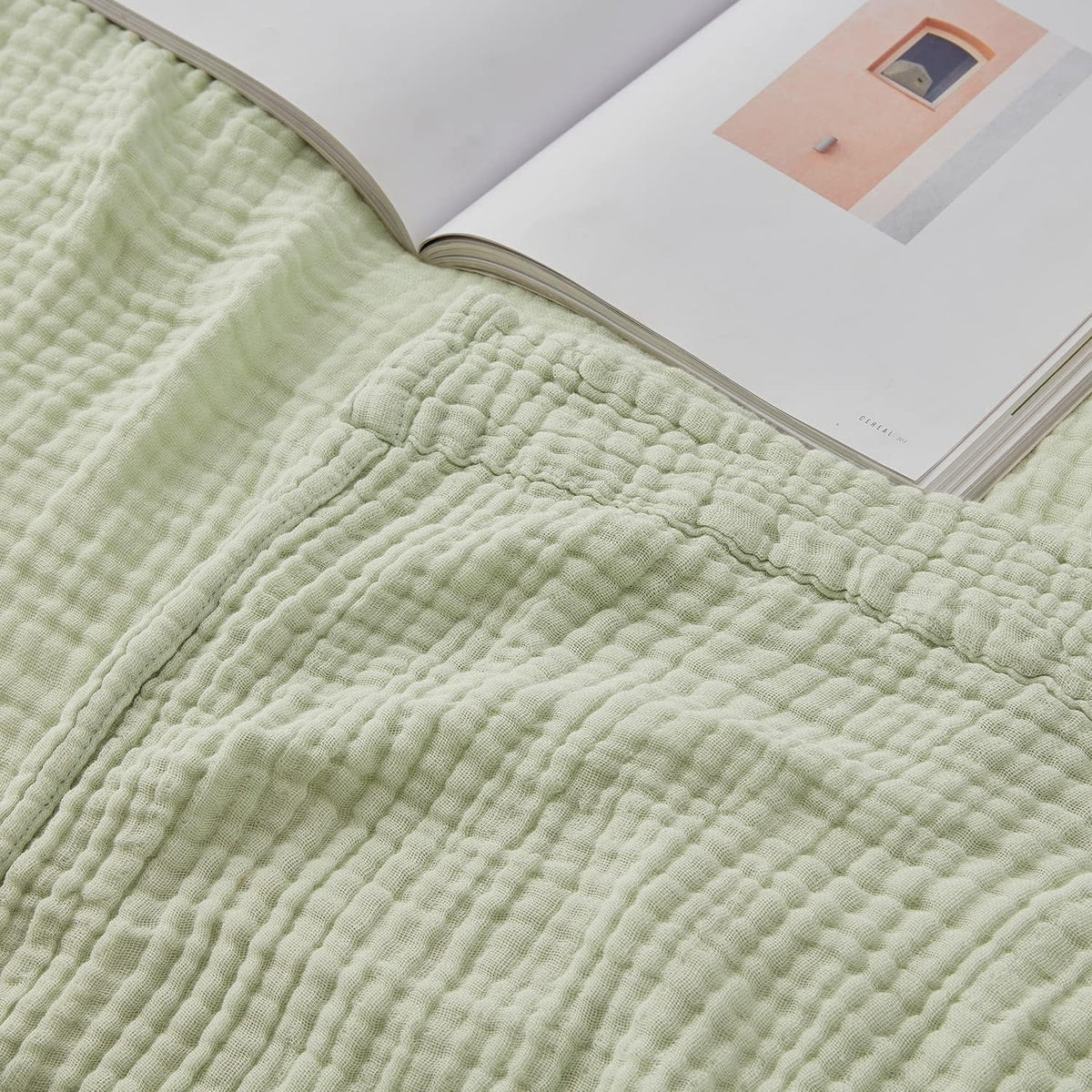 EMME Cotton Blanket King Size for Bed Soft Muslin Blankets 108"x90" Beige Lightweight Breathable Layering Bedspread Coverlet All Season Gauze