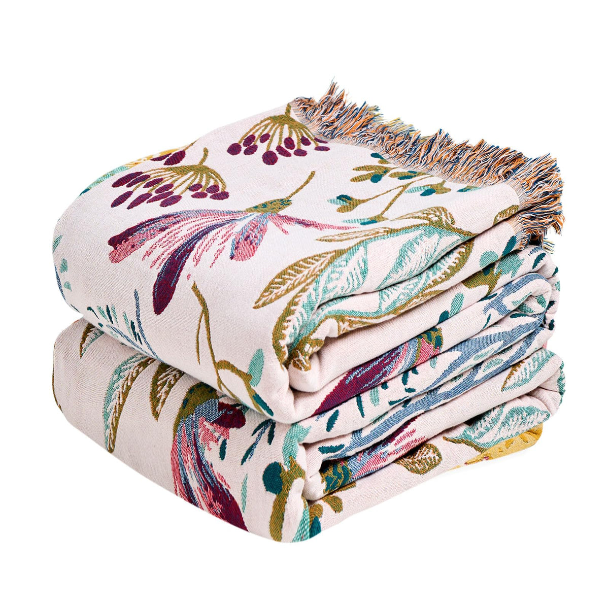 MSGKV Boho Fall Throw Blanket 60"x80" 100% Cotton Throw for Couch & Bed