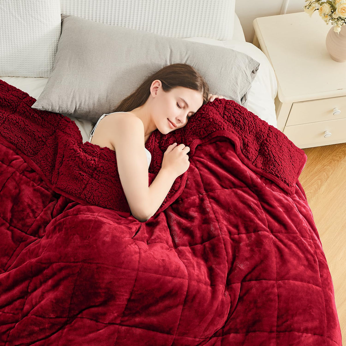 Cottonblue Pink Weighted Blanket Queen Size 15lbs for Adults 60x80in Soft