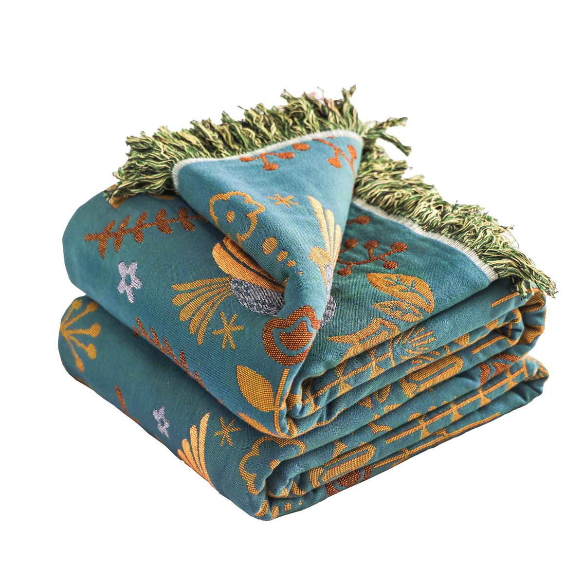 VANJOROY Boho Throw Blanket, 100% Organic Cotton 50x60 for Couch Bed, Beige