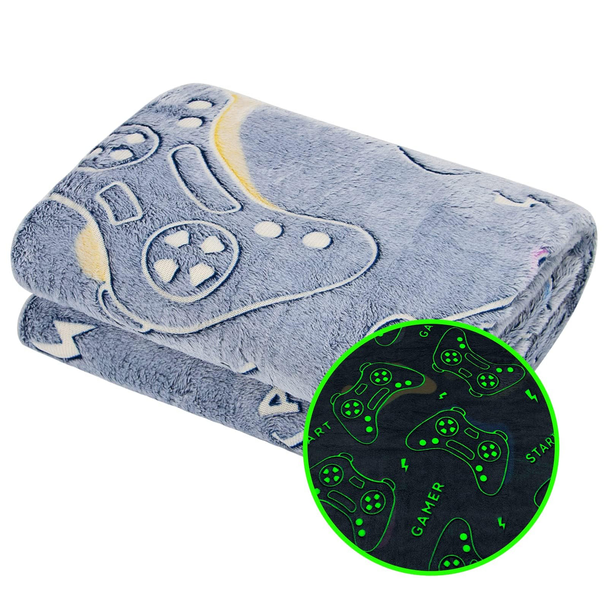 Glow in The Dark Blanket Dinosaur Throw Blanket for Boys Kids Soft Warm Cozy Cute Dino Blanket Unique Dinosaurs Toys Gifts Gray Glowing Dinosaur Room Decor Blankets for Girls Teens 50"x60"