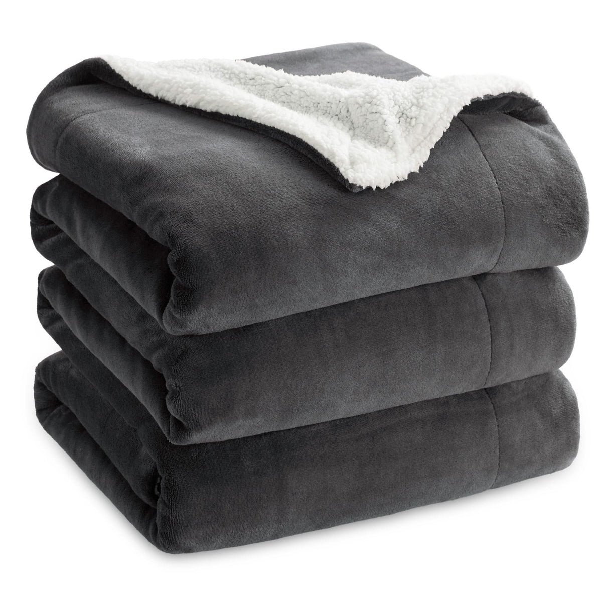 Bedsure GentleSoft Sherpa Fleece Throw Blanket for Couch, Non-Heated, Thick & Warm Cozy Comfort Blanket for Winter Fall, Soft Fuzzy Plush Throw Gifts for Women and Men, Grey, 50x60 Inches