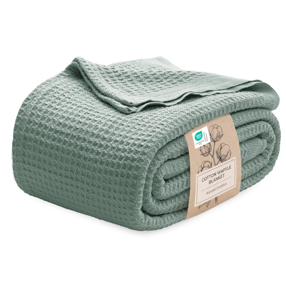 Bedsure 100% Cotton Throw Blanket for Couch, Waffle Weave, White, 50"x70"