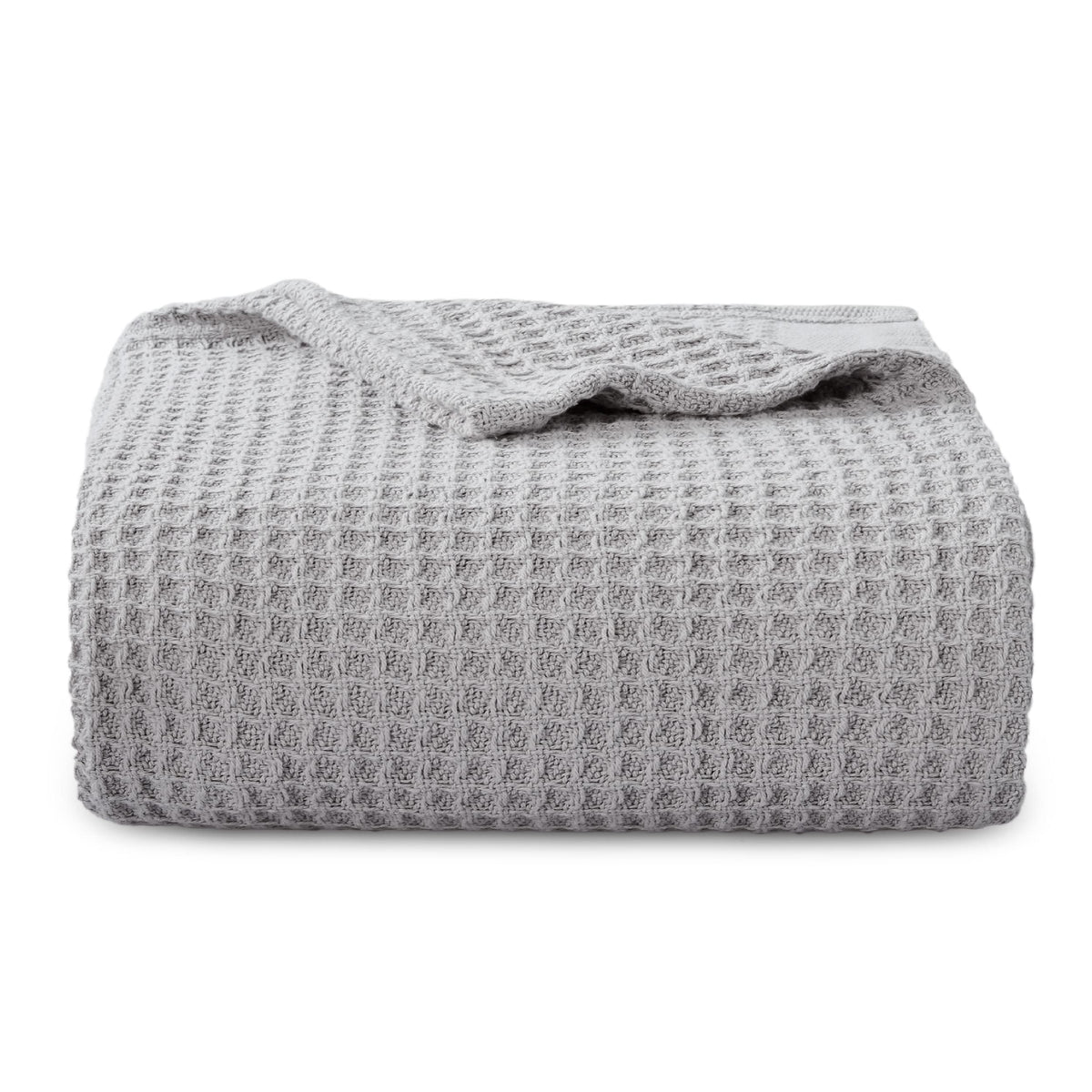 Bedsure 100% Cotton Throw Blanket for Couch, Waffle Weave, White, 50"x70"